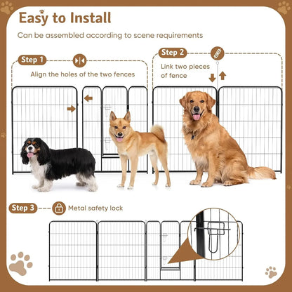 Dog Playpen Indoor Fence 16 Panel 40' inch Metal Exercise Pen with Door