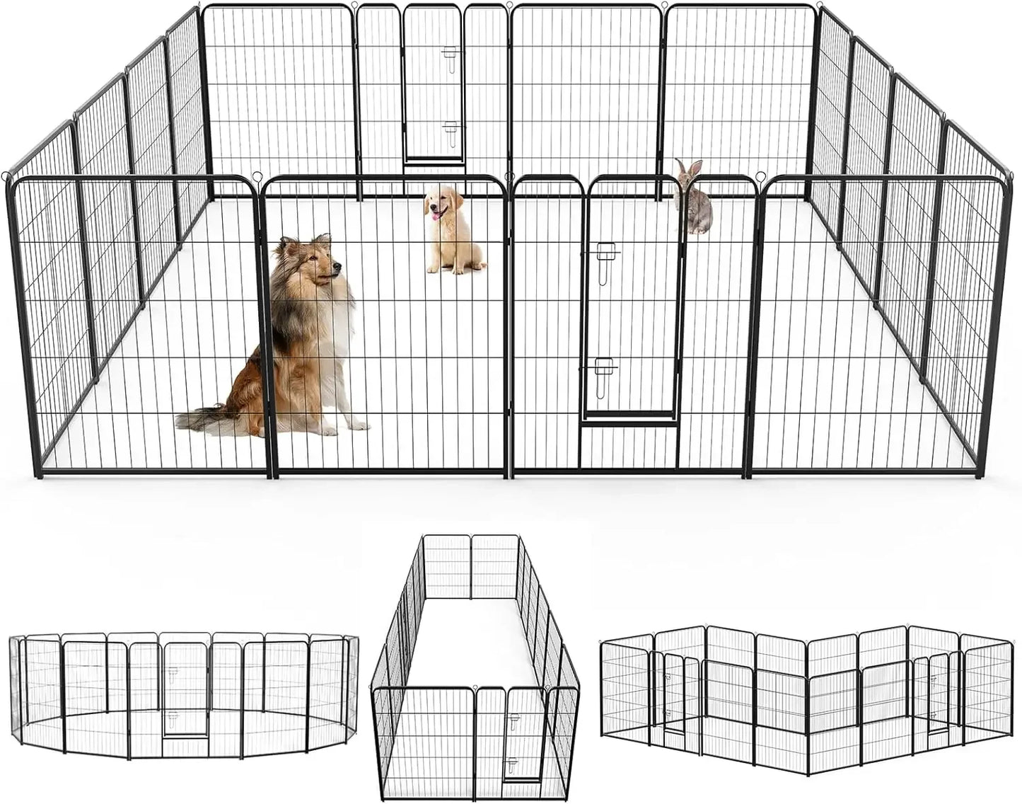 Dog Playpen Indoor Fence 16 Panel 40' inch Metal Exercise Pen with Door