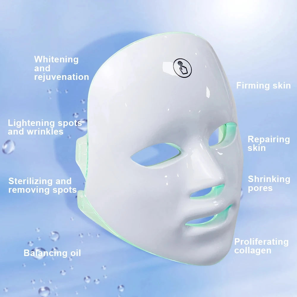 7 Color LED Beauty Mask - Acne Therapy, Wrinkle Reduction & Skin Renewal