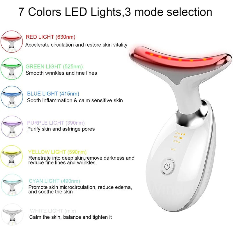 7 in 1 Colors Anti-Wrinkle Facial Massager & Neck Lift Device