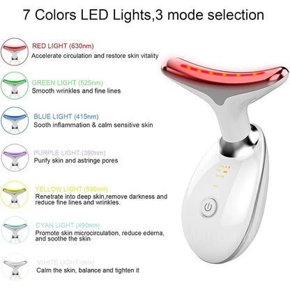 7 in 1 Colors Anti-Wrinkle Facial Massager & Neck Lift Device