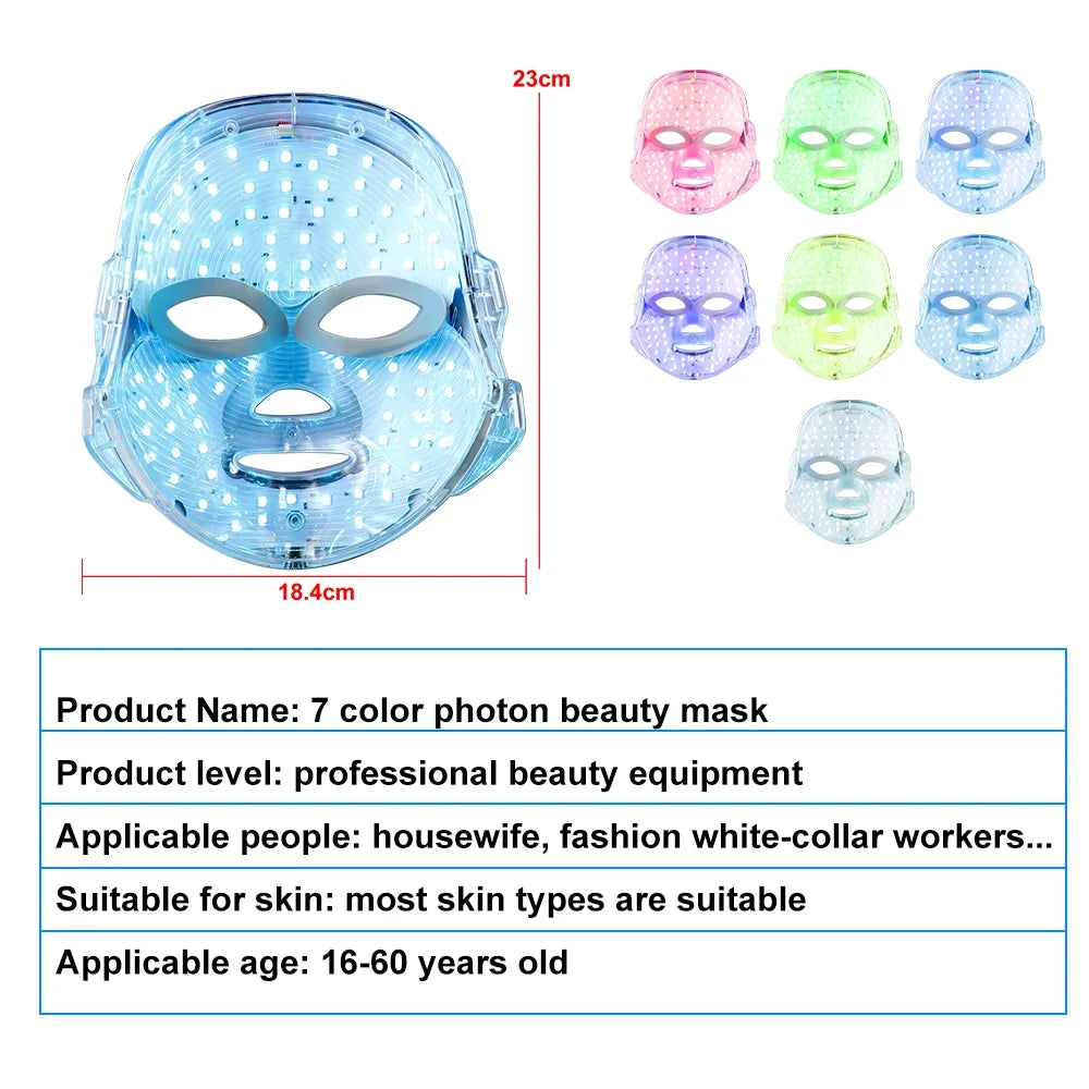 7 Color LED Beauty Mask - Acne Therapy, Wrinkle Reduction & Skin Renewal